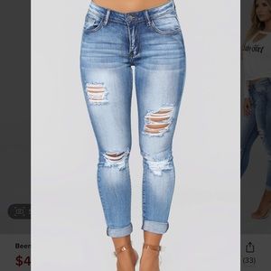 Fashionnova Been Through It All Distressed Jeans- Medium Blue Wash